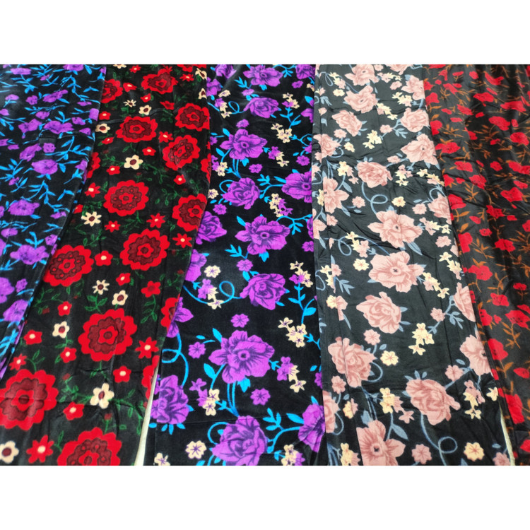 خرید شلوار مخمل گل دار زنانه کمرکش