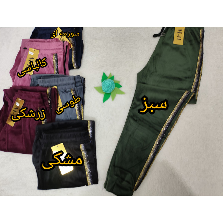 شلوار مخمل زنانه کمرکش دمپا مچ