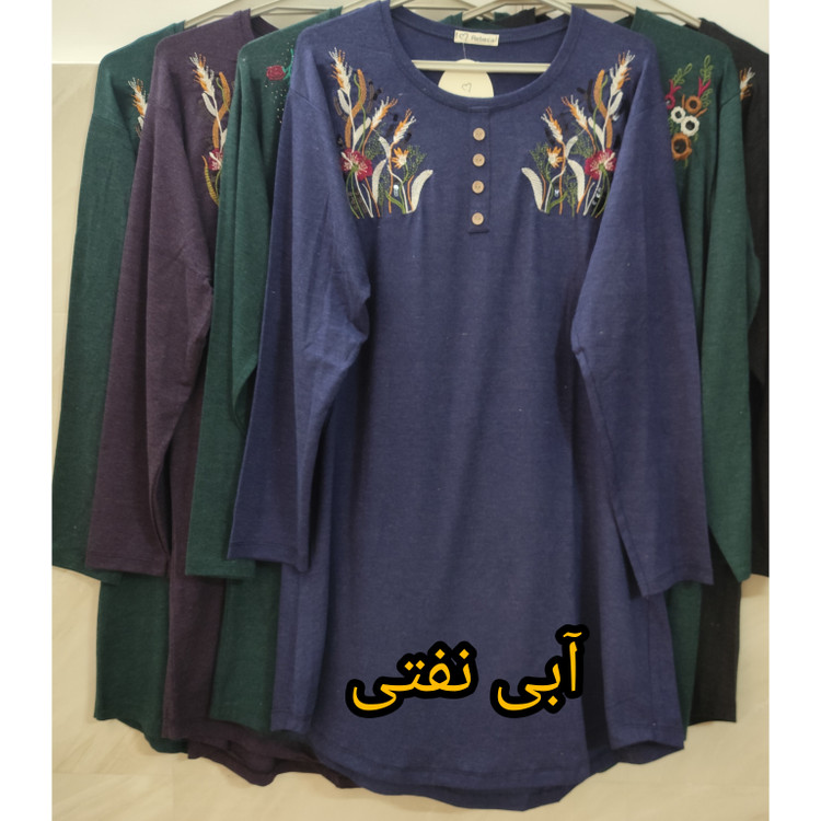 تونیک زنانه آستین بلند یقه گرد طرح دار جنس موهر