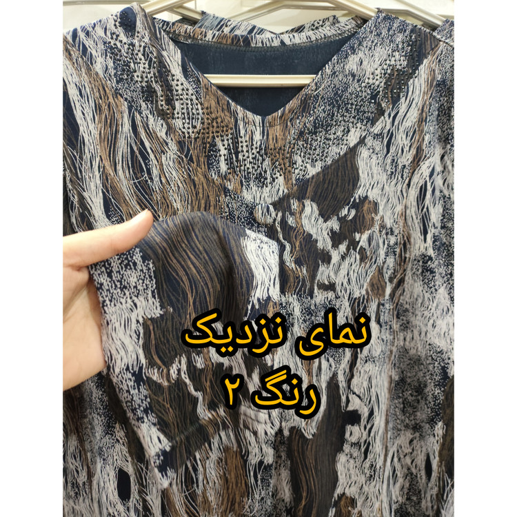 تونیک زنانه طرحدار آستین بلند سایز بزرگ جنس نخ پنبه
