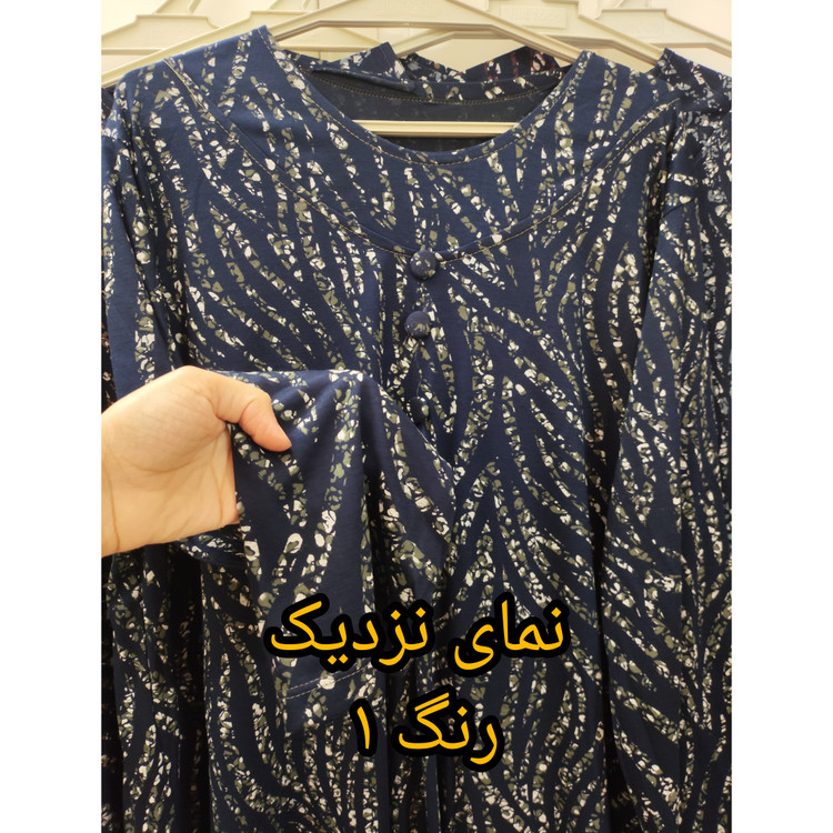 تونیک زنانه آستین بلند یقه گرد جلو پیله دار سایز خیلی بزرگ