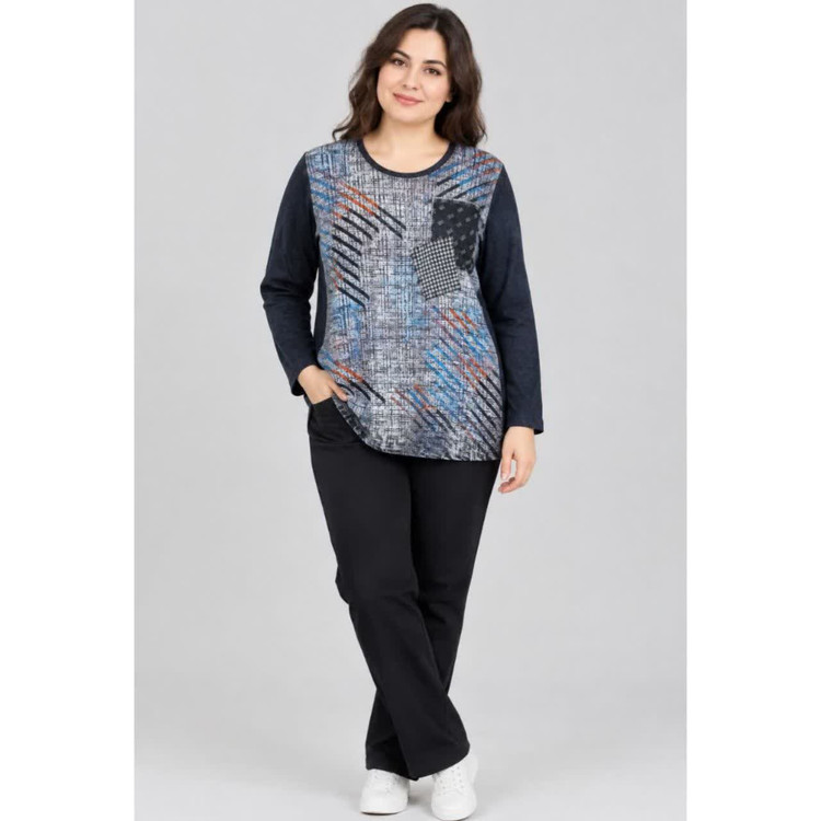 بلوز زنانه آستین بلند یقه گرد جنس موهر