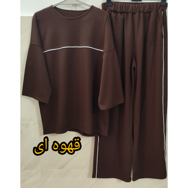 ست تونیک و شلوار زنانه کبریتی رنگ قهوه ای